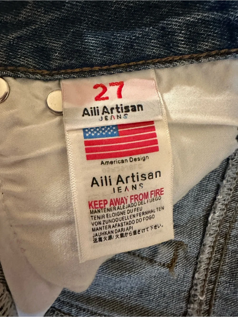 Aili Artisan Jeans Distressed Denim Skirt Size 27 High Waist